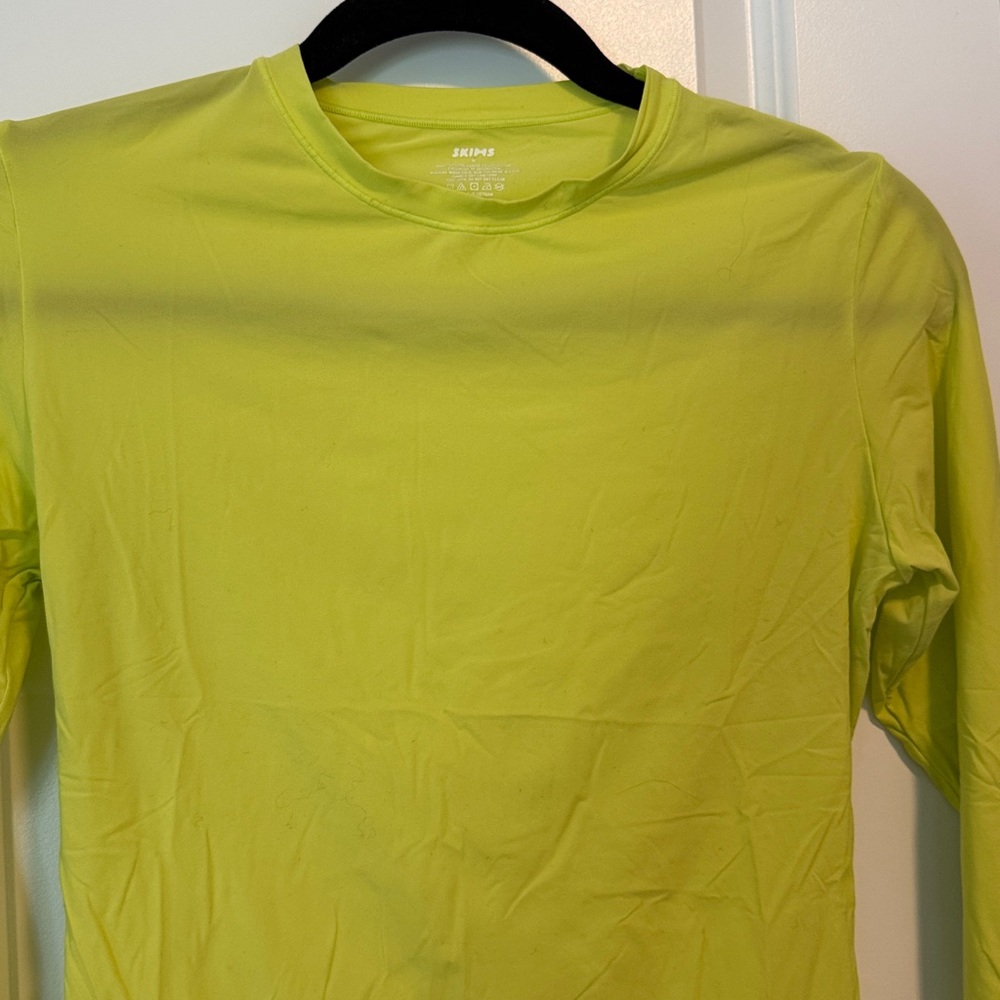 Skims Women’s Long Sleeve Neon Yellow Tshirt - Picture 2 of 5